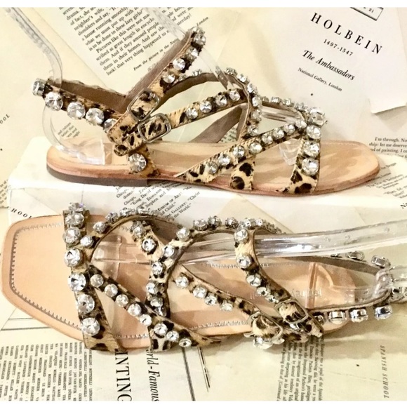 Jeffrey Campbell Leopard Sandal Clear Jewel 39 - Picture 2 of 7